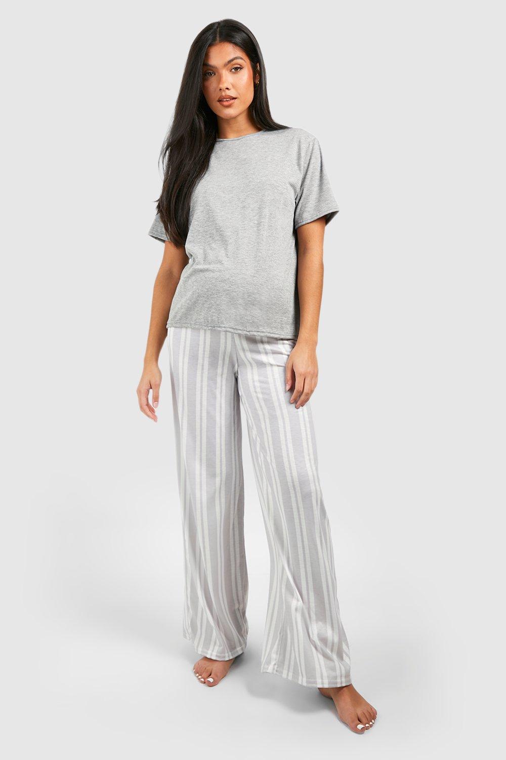 Womens Maternity Stripe Pyjama Set - Grey - 16, Grey